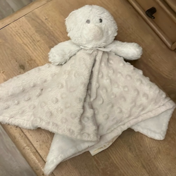 Blankets & Beyond Teddy Bear Baby Lovey Security Blanket Nubby Well-loved White - Picture 2 of 11